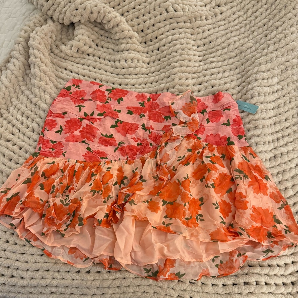 ⭐️NEW W/ TAGS⭐️ Anthropologie Maeve Ruffled Linen Mini Skirt 24W
